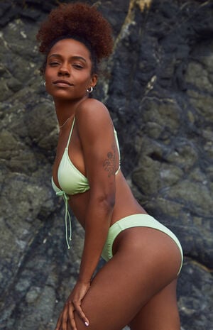 Pale Green Tess Shine High Cut Sporty Bikini Bottom image number 4