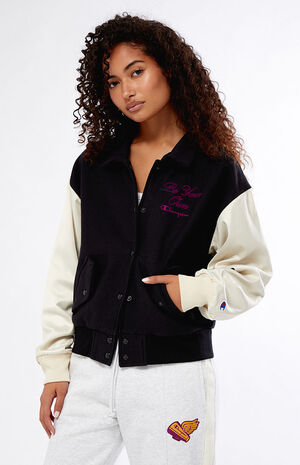 Black Letterman Patch Jacket image number 1