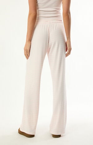 Pink & White Lounge Striped Baggy Pants image number 4