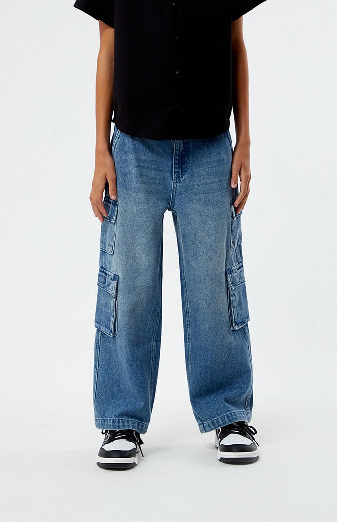 Pacsun Kids Medium Indigo Baggy Cargo Jeans | PacSun