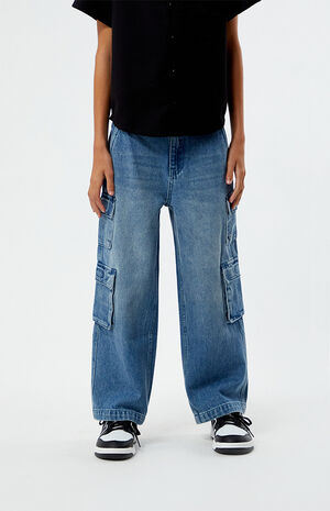 Medium Indigo Baggy Cargo Jeans image number 1