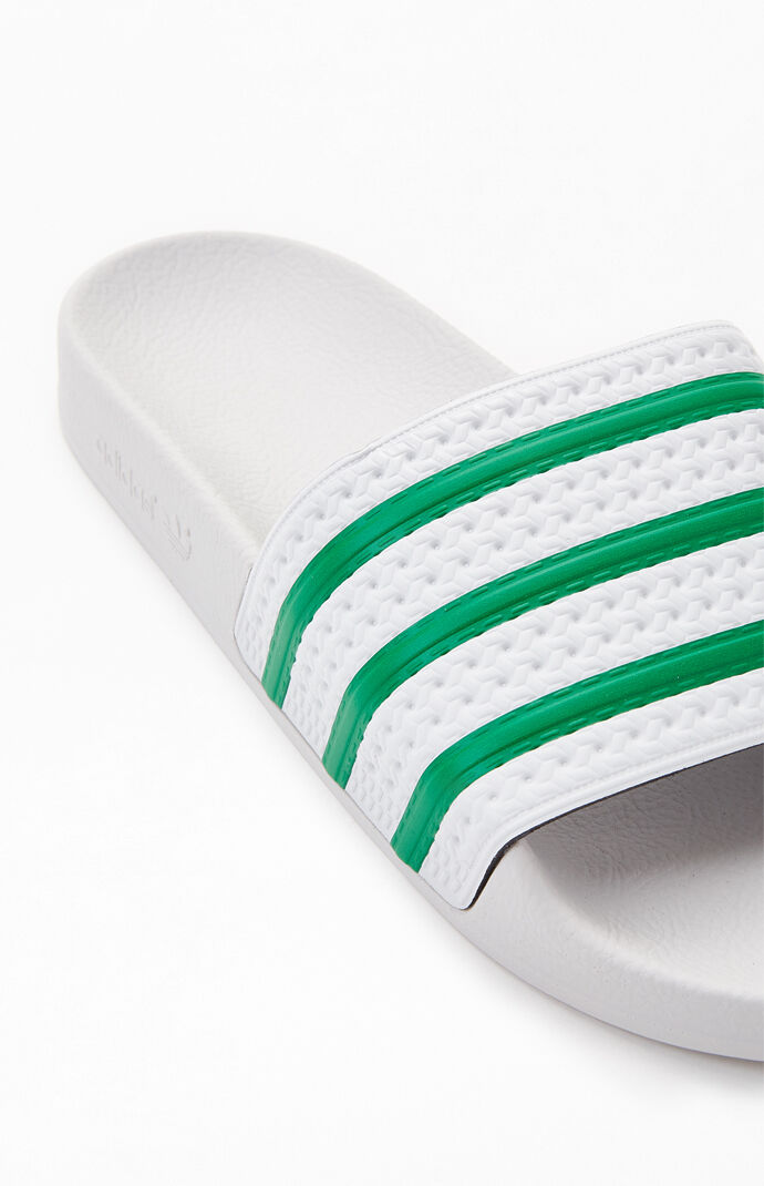 White & Green Adilette Slide Sandals
