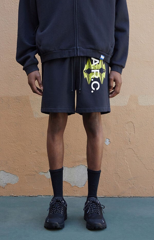 A.R.C. Black Vintage Wash Heavyweight Fleece Sweat Shorts