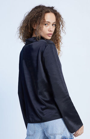 Long Sleeve Satin Button Down Shirt image number 3