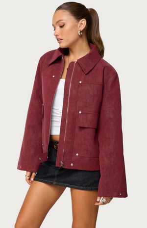 Annabelle Oversized Faux Suede Jacket image number 2