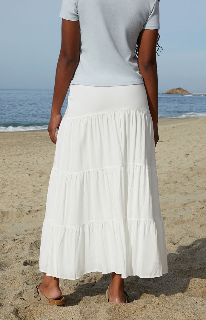 John Galt White Lizzy Maxi Skirt | PacSun