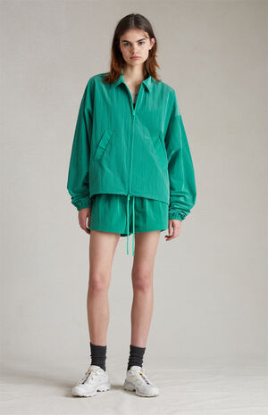 Women's Mint Leaf Crinkle Nylon Running Shorts image number 2