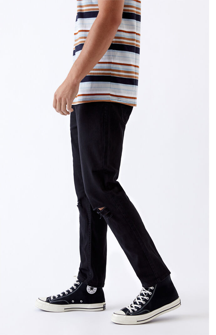 Black Ripped Stacked Skinny Jeans