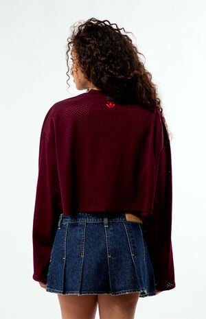 Maroon Fem Long Sleeve Cropped Hockey Jersey image number 5