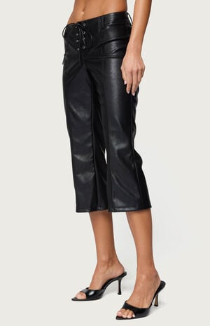Lexy Faux Leather Flared Capri Pants image number 2