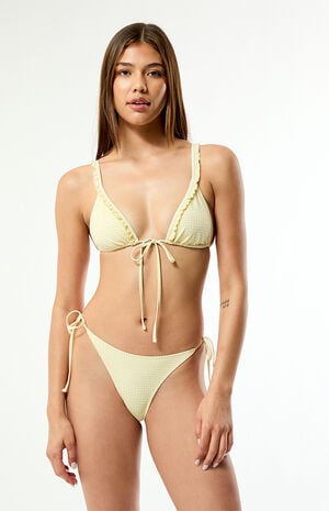 Yellow Gingham Summer Side Tie Bikini Bottom image number 3