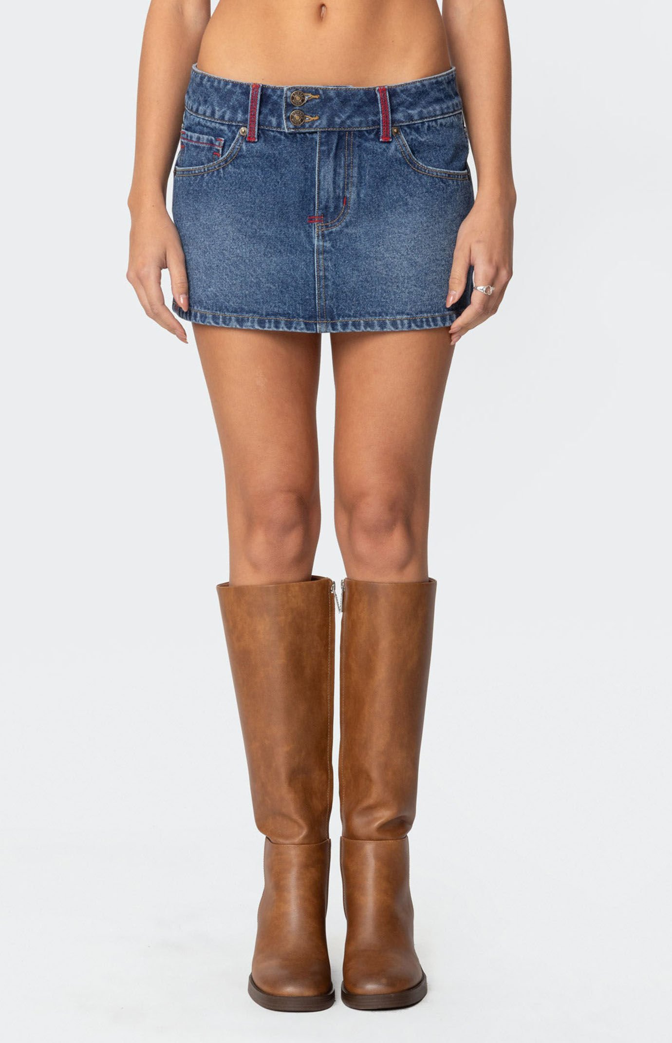 ★E.B.M★ Pocket Mini Skirt EMP1DSK020 Edikted Embroidered Pocket Denim Mini Skirt | PacSun