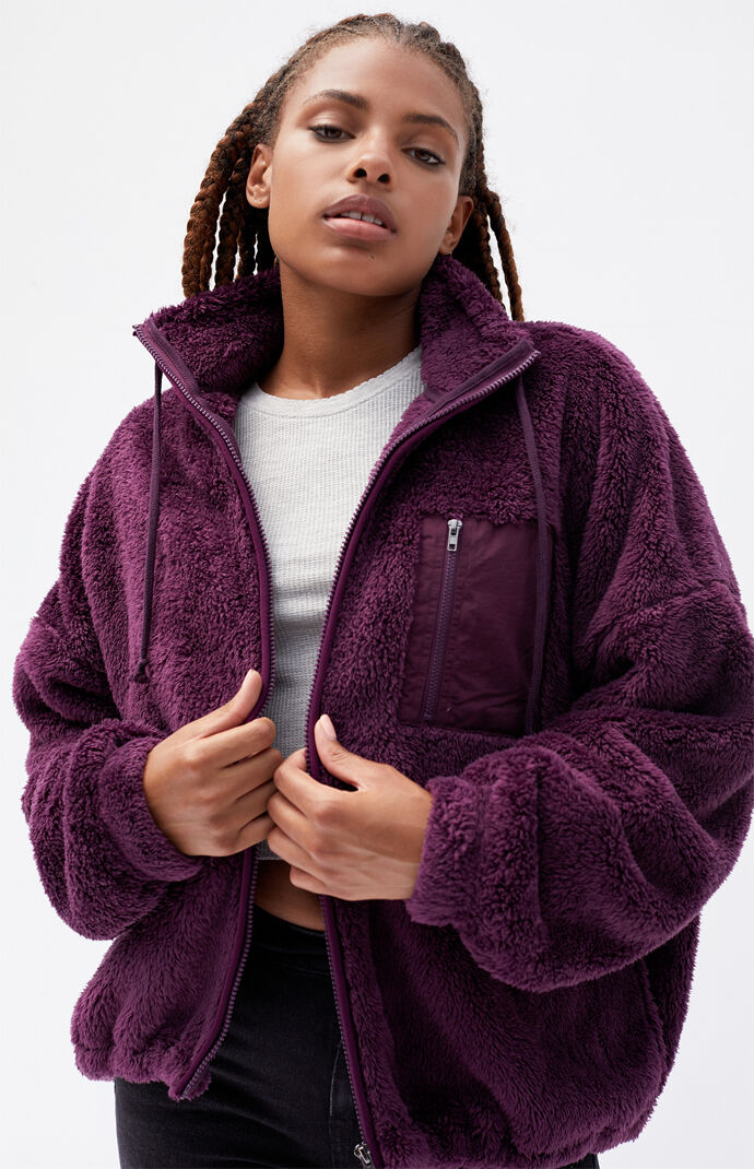 PacSun Celine Sherpa Full Zip Sweatshirt PacSun