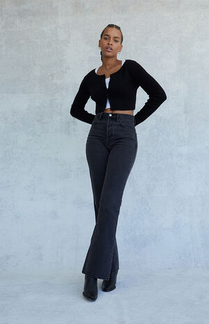 Eco Faded Black High Waisted Bootcut Jeans image number 2