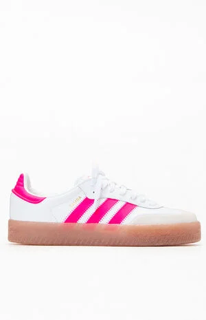Kids White & Pink Samba Shoes image number 1