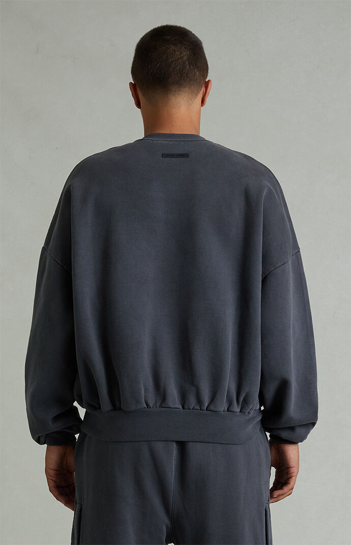 Fear of God ESSENTIALS Iron Gray Crew Neck Cropped Relaxed Sweatshirt