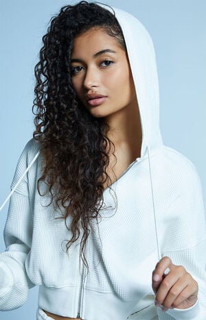 Waffle Knit Full Zip Sweatshirt image number 4