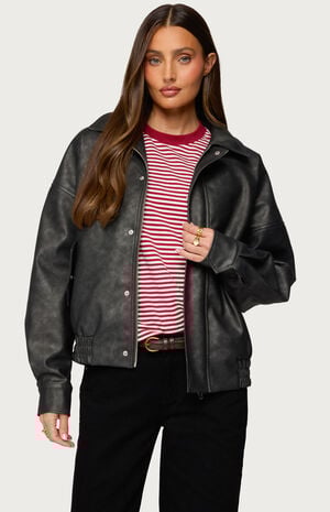 Mori Oversized Faux Leather Jacket image number 1