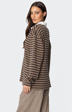 Stripey Oversized Collared Shirt image number 5