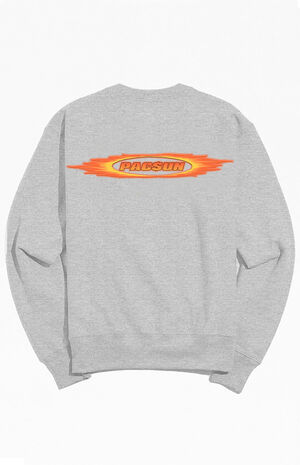 Gray Flames PacSun Logo Crew Neck Sweatshirt image number 3