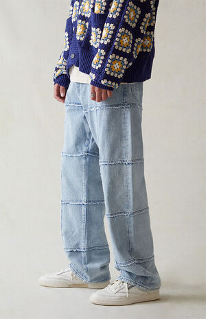 Eco Indigo Baggy Paneled Jeans image number 4