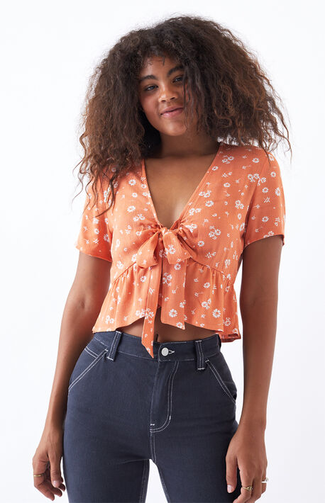 Tie Front Woven Top