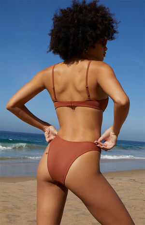 Brown&nbsp;Adele High Waisted Scoop Bikini Bottom image number 4