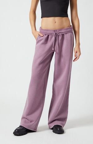 Purple Ultra Soft Fleece Core Vintage Wash Baggy Sweatpants image number 2