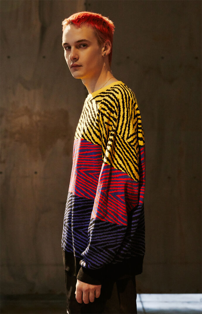 Tiger Knit Crew Neck Sweater