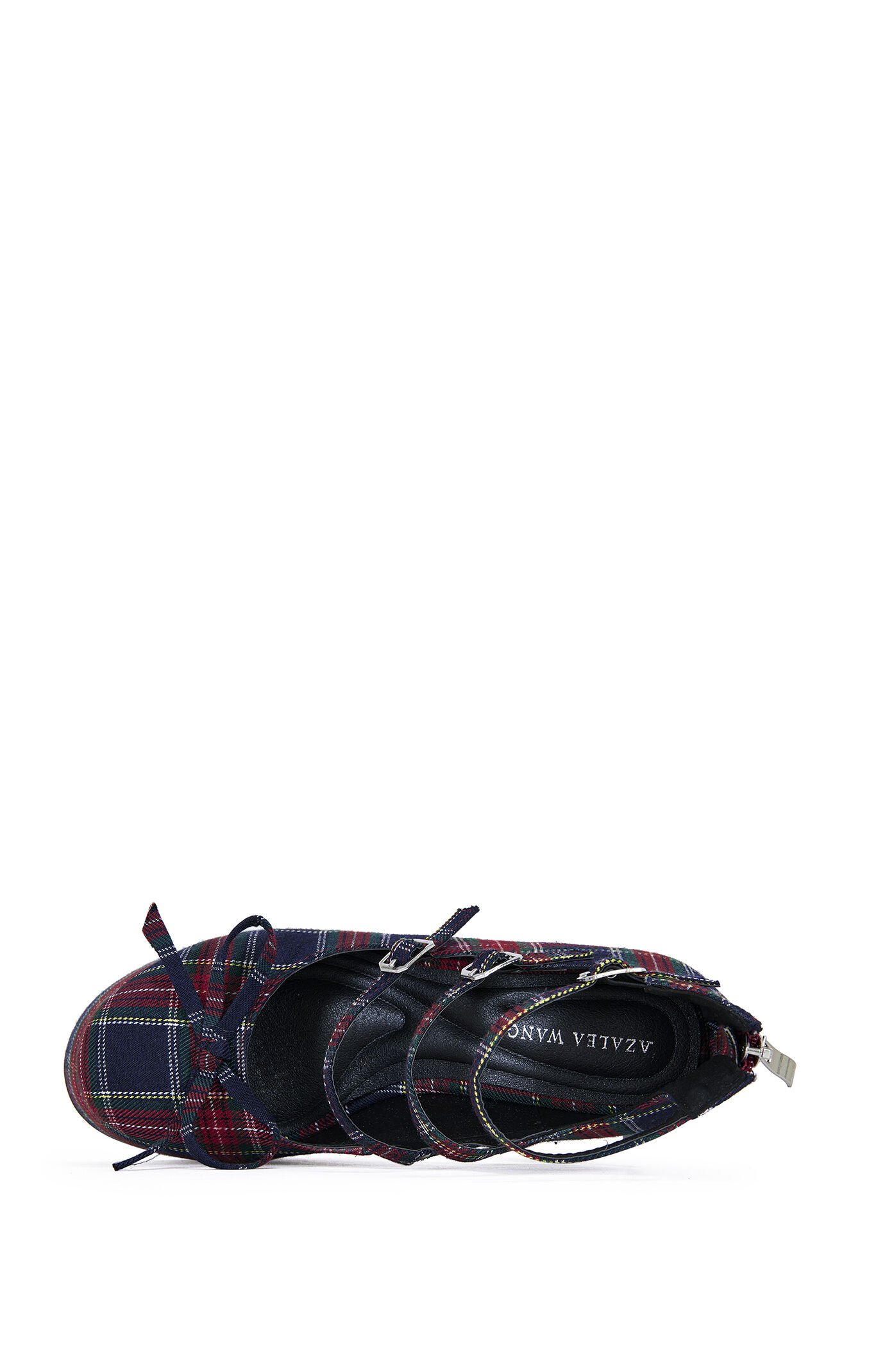AZALEA WANG Georgina Plaid Platform Mary Jane Shoes