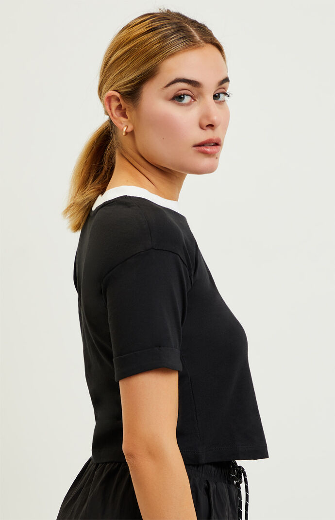 Black & White Cropped Ringer T-Shirt