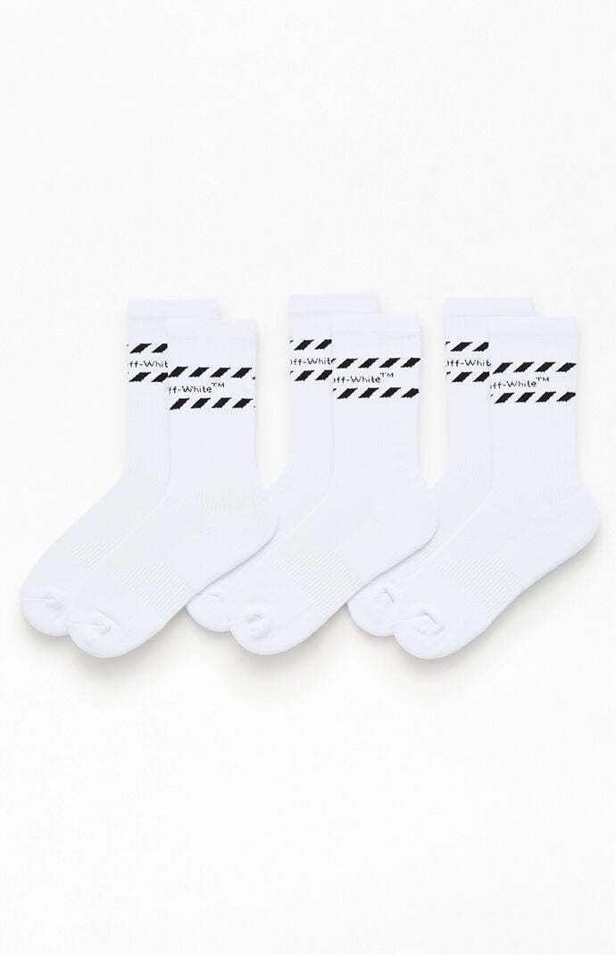 L/AB c/o Off-White 3 Pack Diagonal Stripe Crew Socks