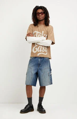 Parker Baggy Jean Shorts Cargo Carpenter Medium Blue image number 1