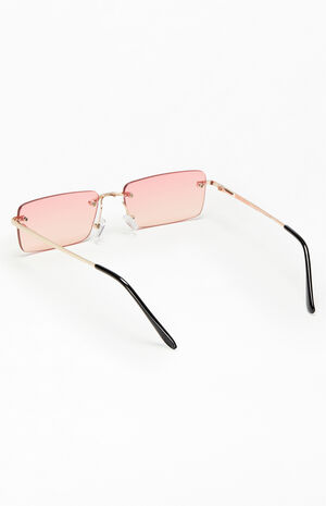 Pink Metal Square Sunglasses image number 2