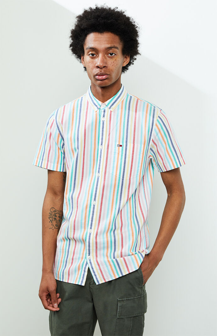 Striped Short Sleeve Button Up Shirt