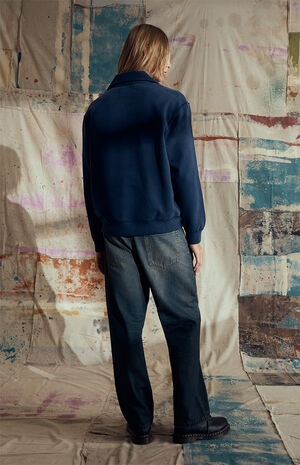 by Pacsun Navy Embroidered Quarter Zip Sweatshirt image number 2