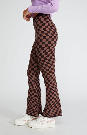 Brown Printed Sweater Flare Pants image number 2
