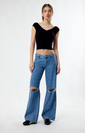 Eco Indigo Ripped Low Rise Baggy Jeans Eco Indigo Ripped Low Rise Baggy Jeans image number 2
