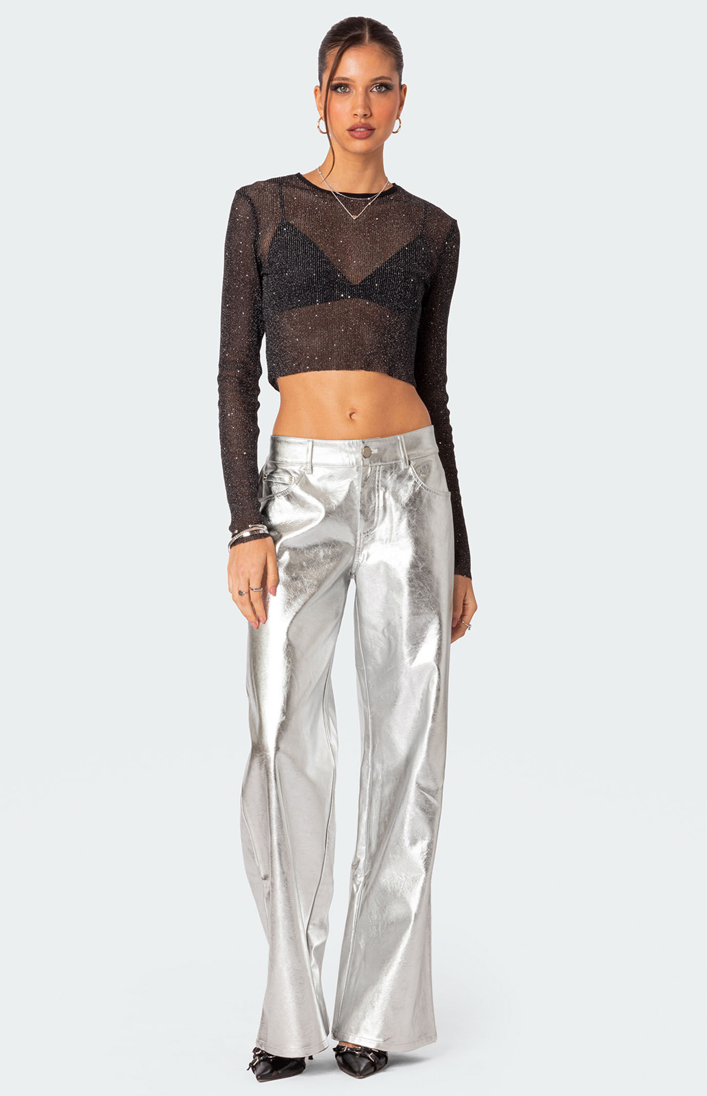 Edikted Kim Metallic Faux Leather Pants | PacSun Edikted Kim Metallic Faux Leather Pants | PacSun