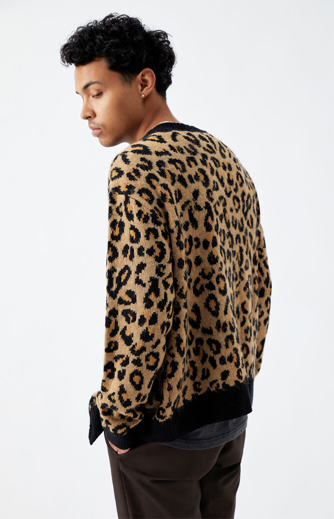 mens leopard print cardigan