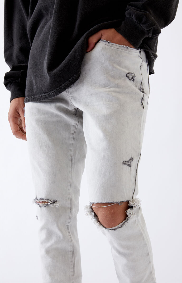 Bleach Ripped Stacked Skinny Jeans