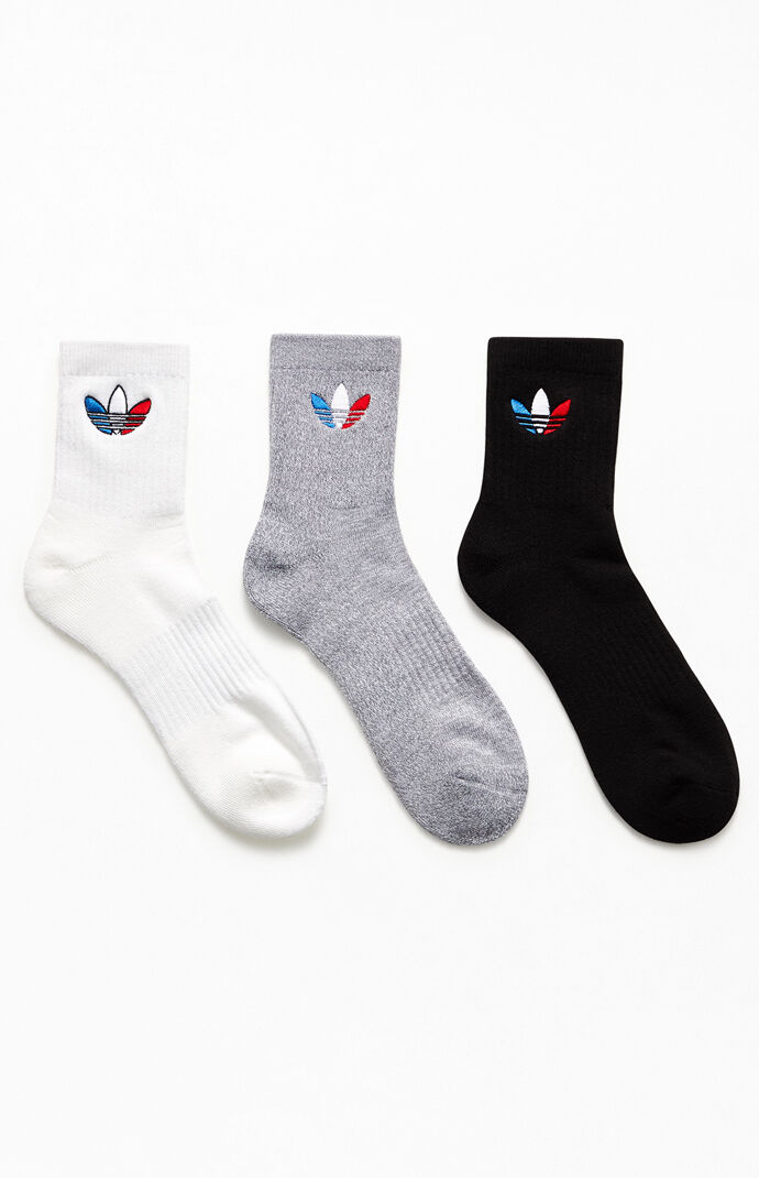 3-Pack Tri-Color Quarter Socks