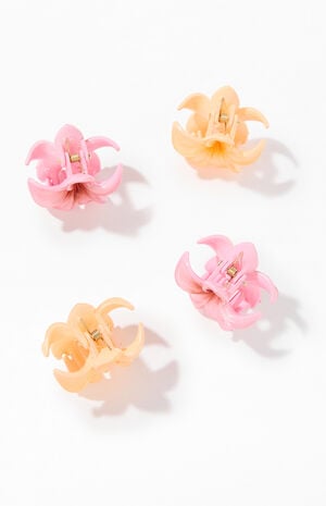 4 Pack Mini Plumeria Hair Claw Clips image number 2