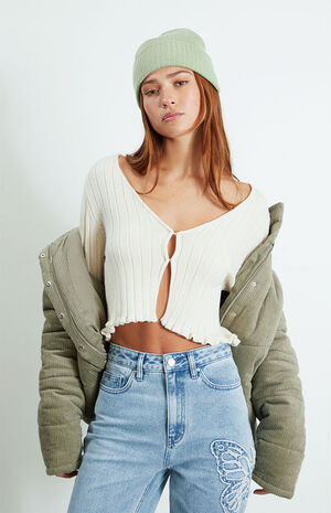 Cropped V-Neck Cardigan