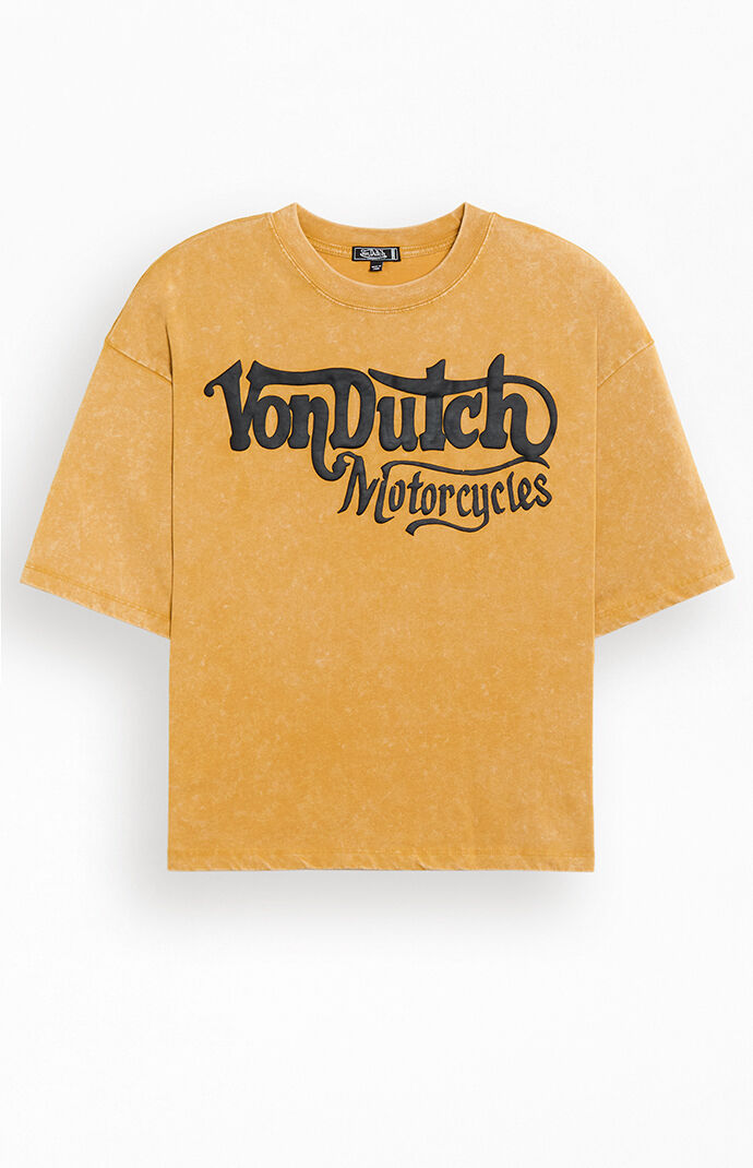 Von Dutch Motorcycles Logo Puff Graphic Cropped T-Shirt