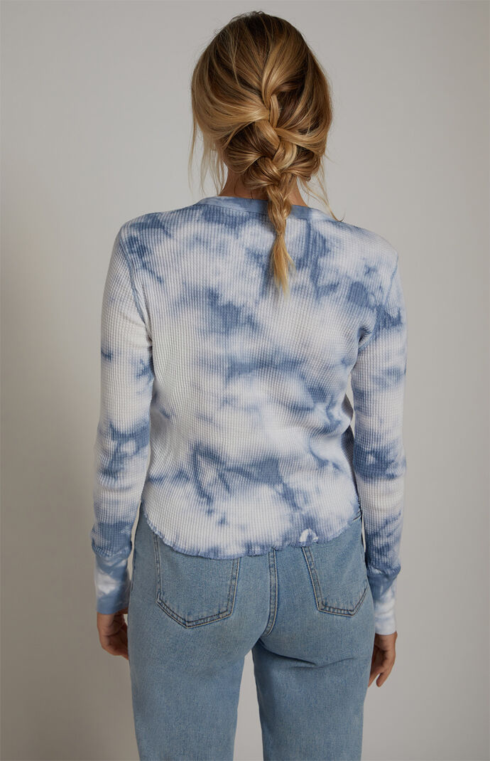 Tie Dye Waffle Knit Long Sleeve Top