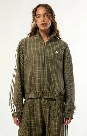 Olive Checks Plaid Track Jacket image number 2