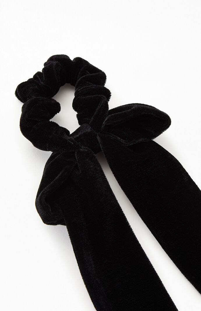 Black Velvet Long Tie Scrunchie