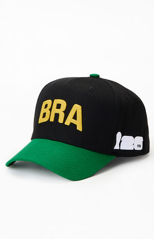 Embroidered Brazil Pro Crown Snapback Hat image number 2
