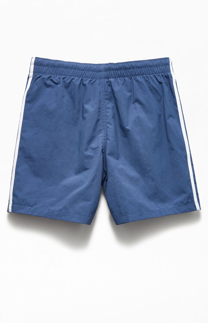 Blue 3-Stripes 16" Swim Trunks